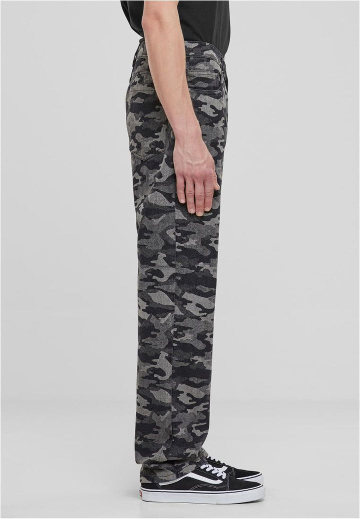 Urban Classics Laser Camo Printed Jeans black/lasercamo - Shop-Tetuan