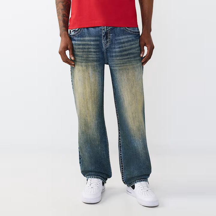 True Religion Bobby Big T Flap 32IN jeans chainlink distress dark wash - Shop-Tetuan