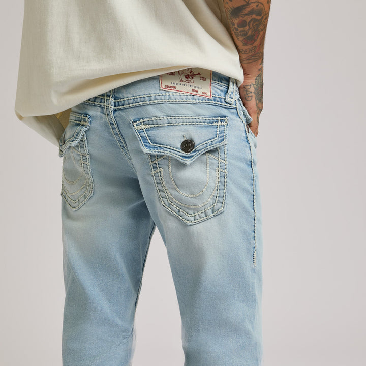 True Religion Ricky Ropestitch Flap 34inch jeans coastline ash light wash