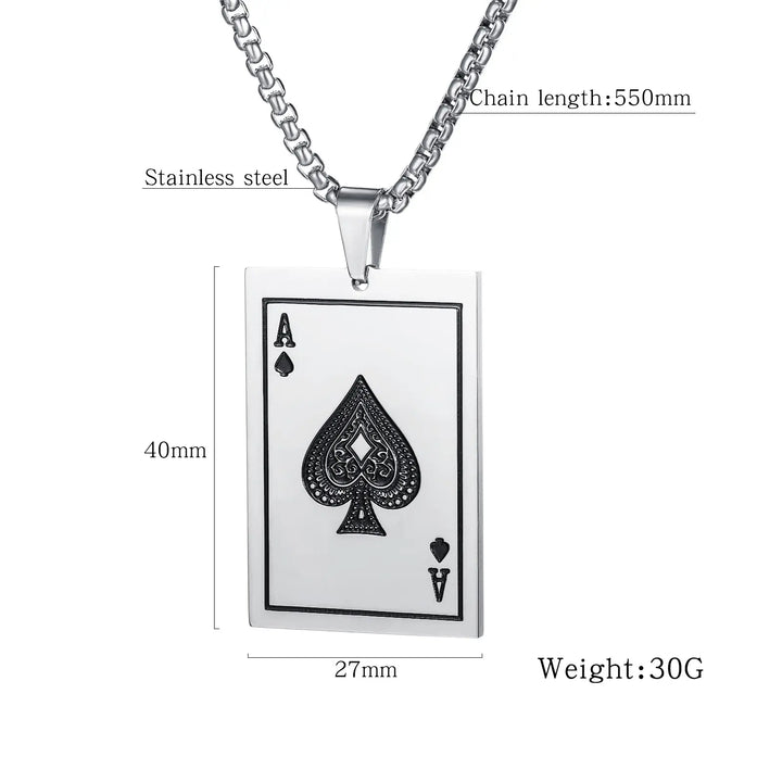 Ace Of Spades Pendant necklace steel/gold - Shop-Tetuan