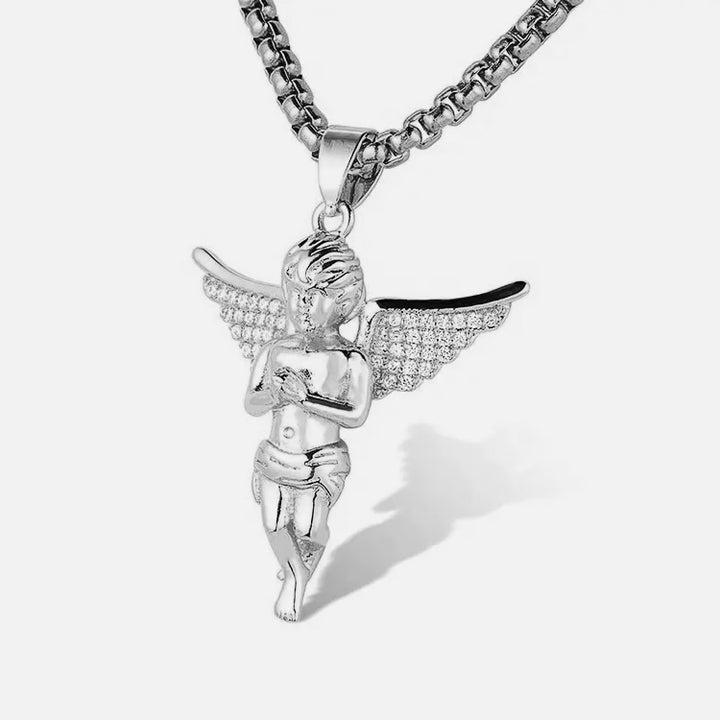 Cherub Chain Pendant Necklace steel - Shop-Tetuan