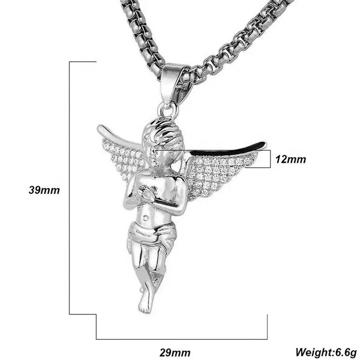 Cherub Chain Pendant Necklace steel - Shop-Tetuan