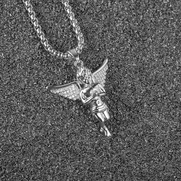 Cherub Chain Pendant Necklace steel - Shop-Tetuan
