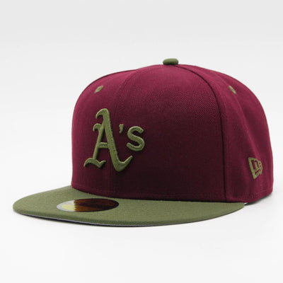 New Era MLB World Series Trail Mix 59Fifty O Athletics maroon/olive - Shop-Tetuan