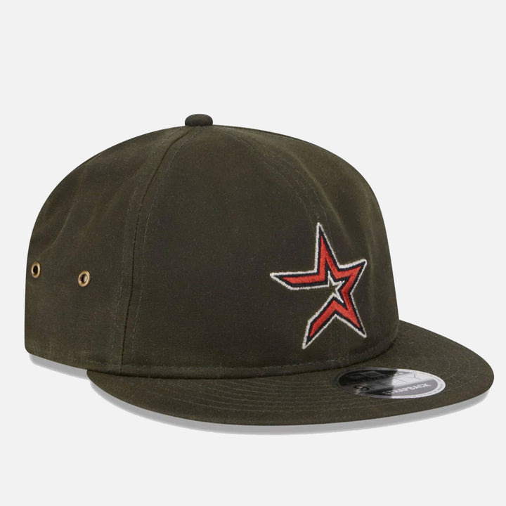 New Era Waxed Canvas Retro Crown 9Fifty Strapback H Astros rifle green - Shop-Tetuan