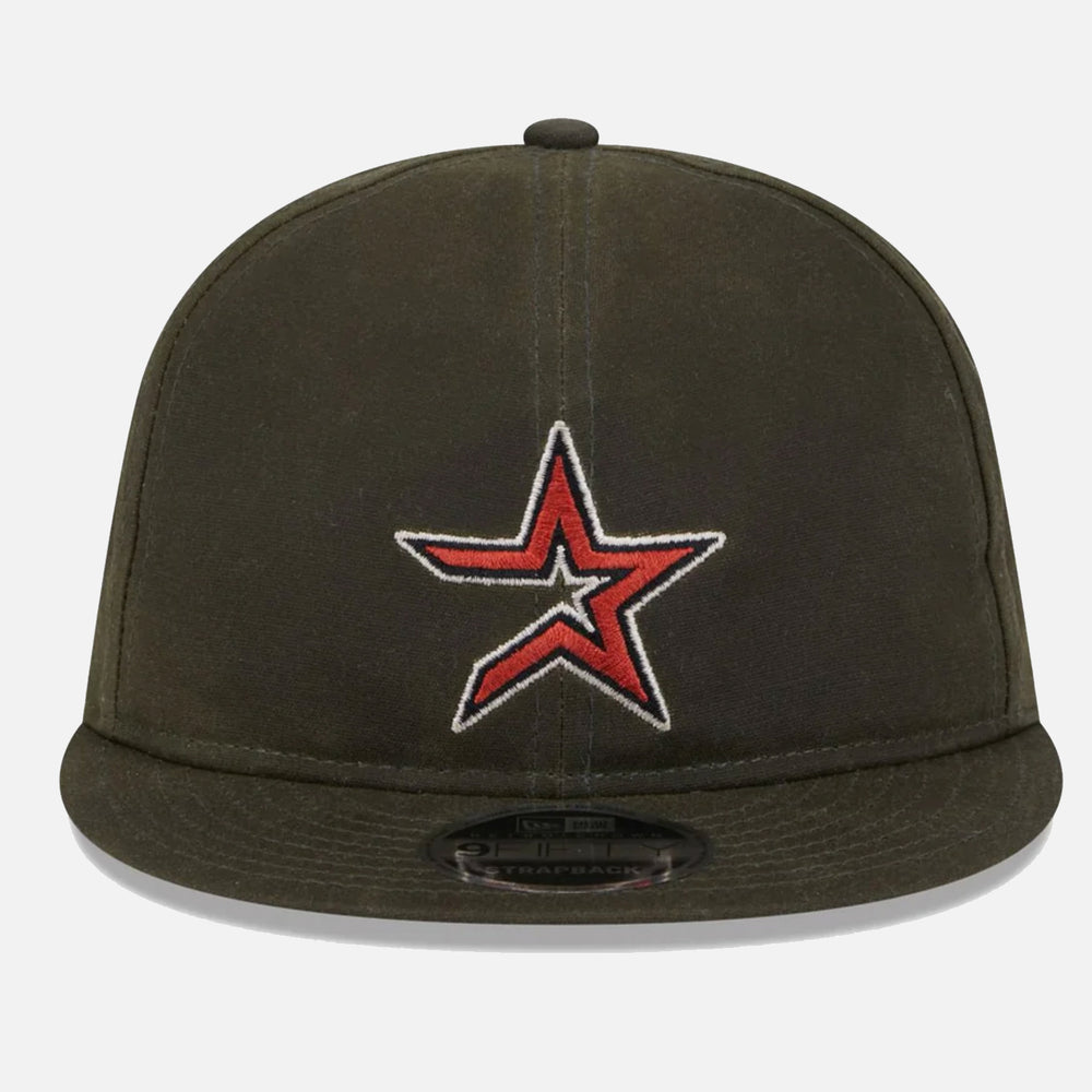 New Era Waxed Canvas Retro Crown 9Fifty Strapback H Astros rifle green - Shop-Tetuan