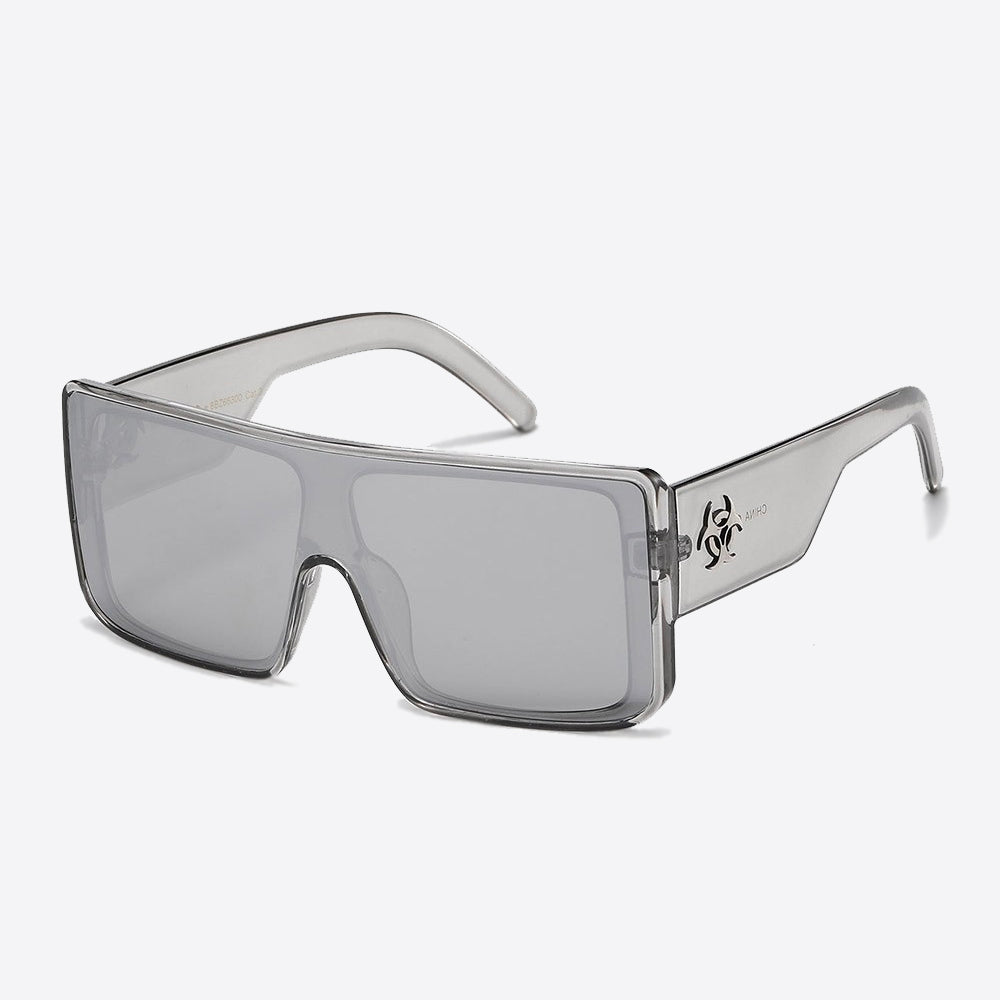 Biohazard Squared Shield Sunglasses clear grey - Shop-Tetuan