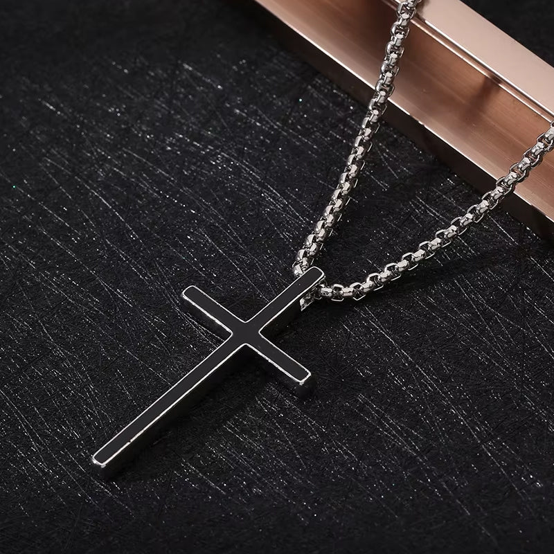 Black Cross Pendant Necklace silver/black