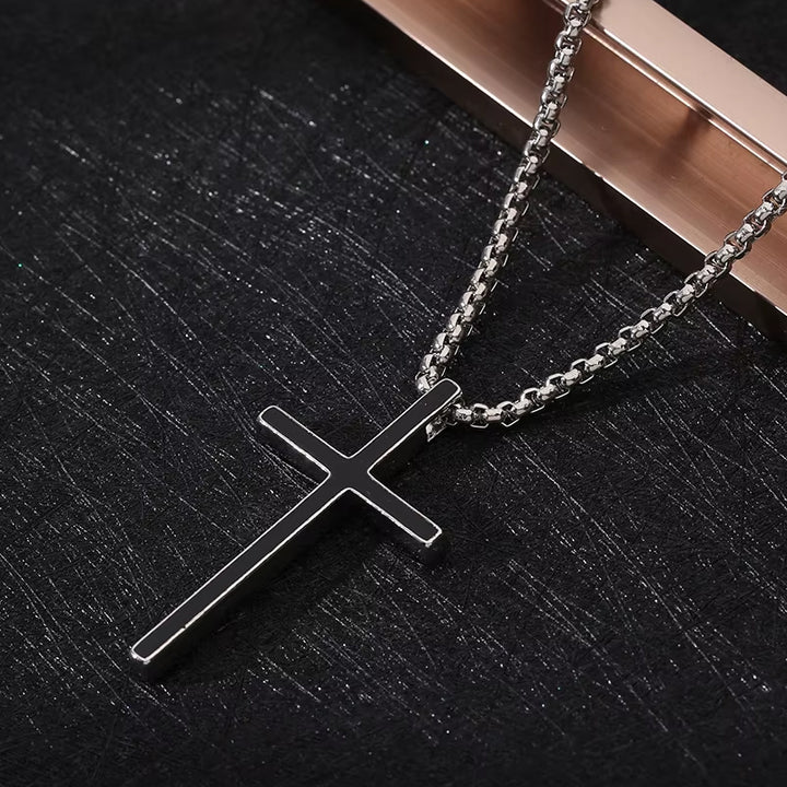 Black Cross Pendant Necklace silver/black