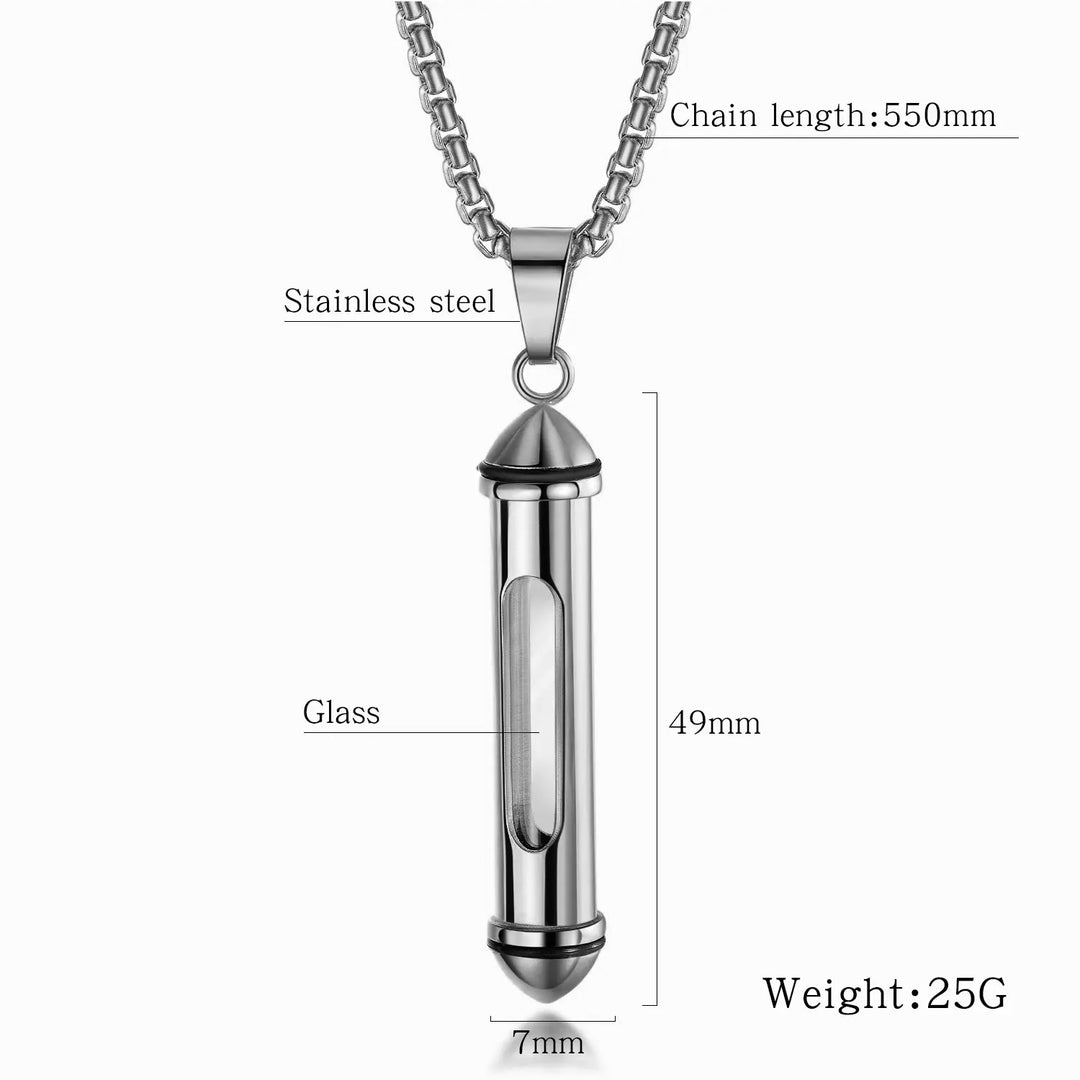 Transparent Bottle Pendant Necklace steel
