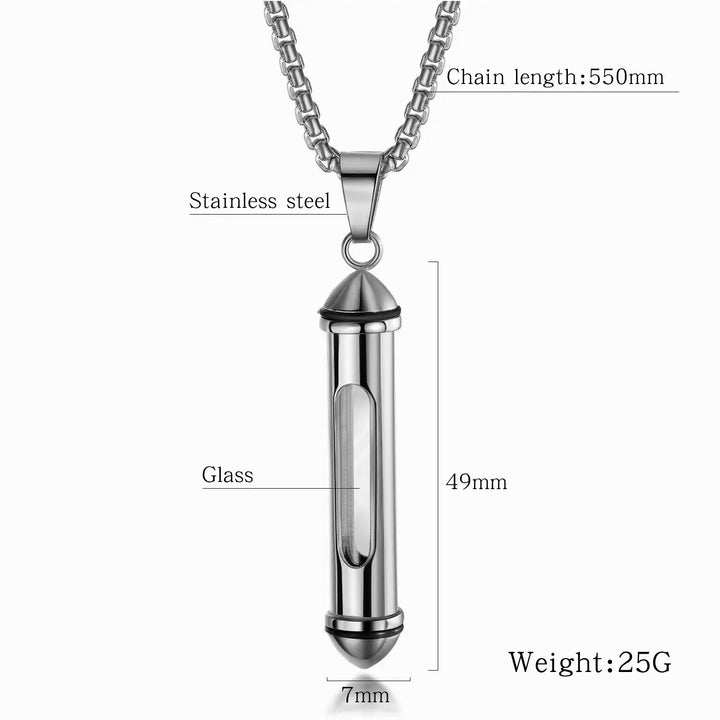 Transparent Bottle Pendant Necklace steel