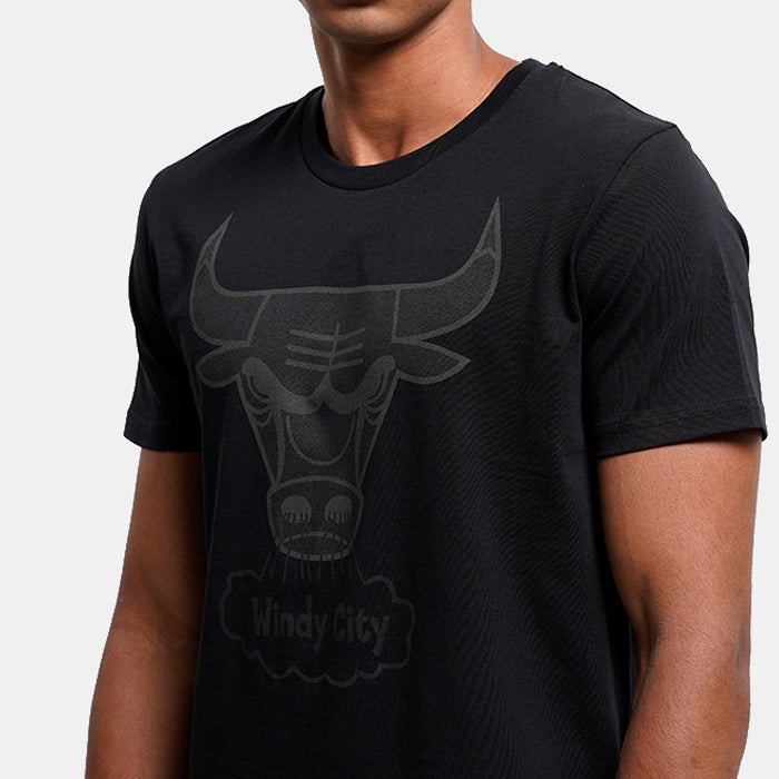 Mitchell & Ness NBA Black Tonal Print Tee C Bulls - Shop-Tetuan