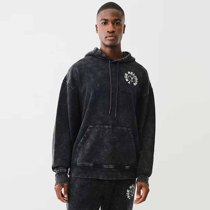 True Religion Mineral Buddha Face Hoodie jet black - Shop-Tetuan
