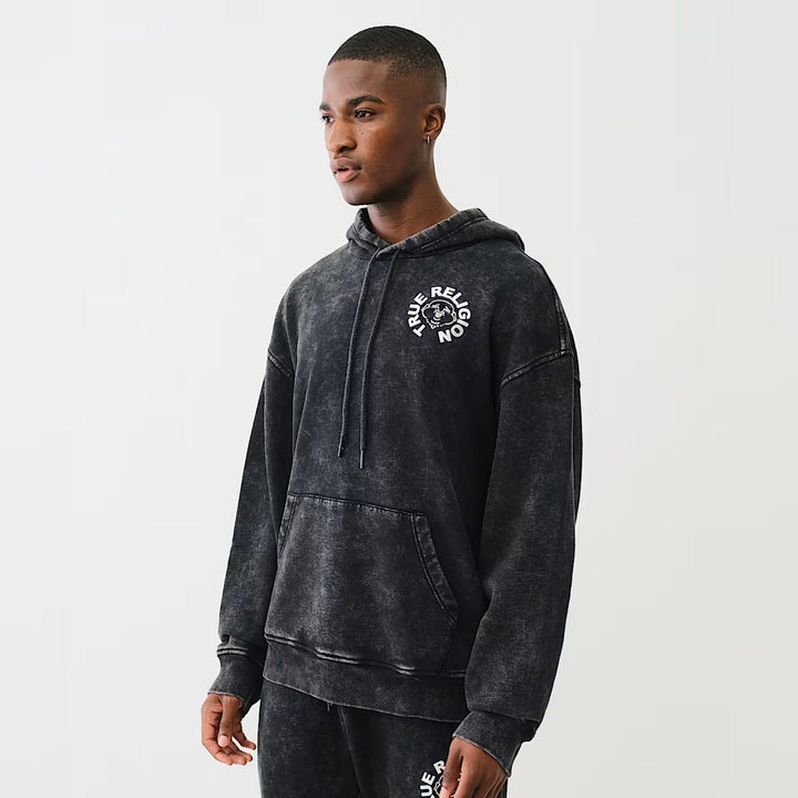 True Religion Mineral Buddha Face Hoodie jet black - Shop-Tetuan