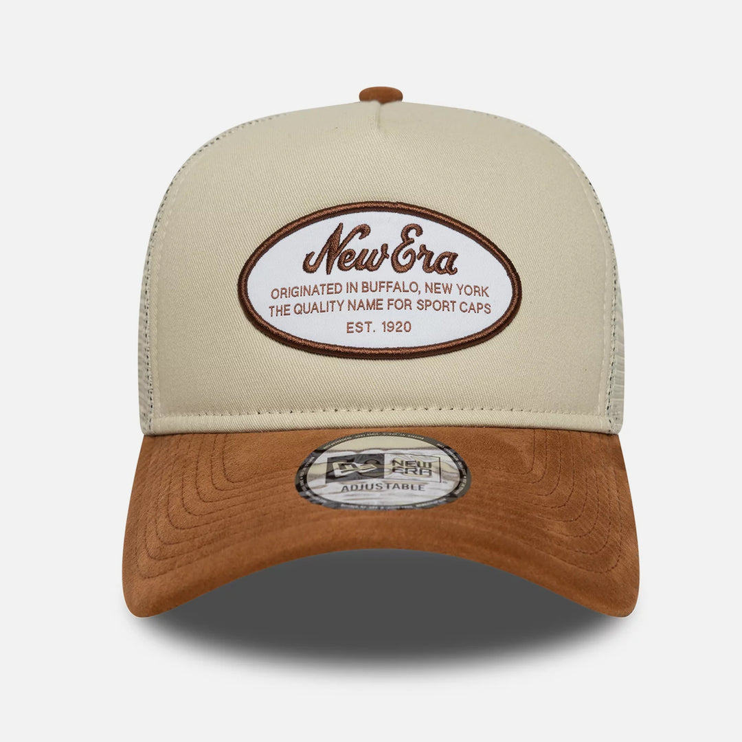New Era Oval Patch Suede 9Forty E-Frame Trucker Cap cream - Shop-Tetuan