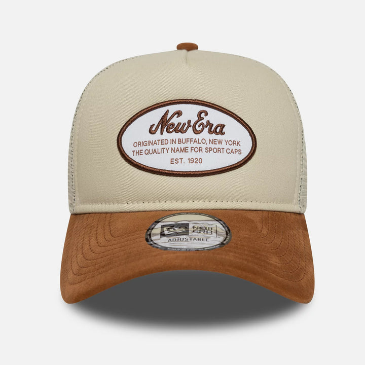 New Era Oval Patch Suede 9Forty E-Frame Trucker Cap cream - Shop-Tetuan