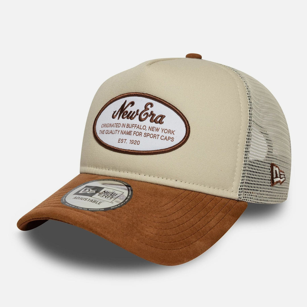 New Era Oval Patch Suede 9Forty E-Frame Trucker Cap cream - Shop-Tetuan