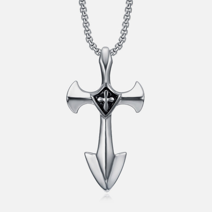Knight Templar Cross Pendant Necklace silver