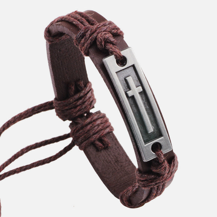 Cross Leather Bracelet brown
