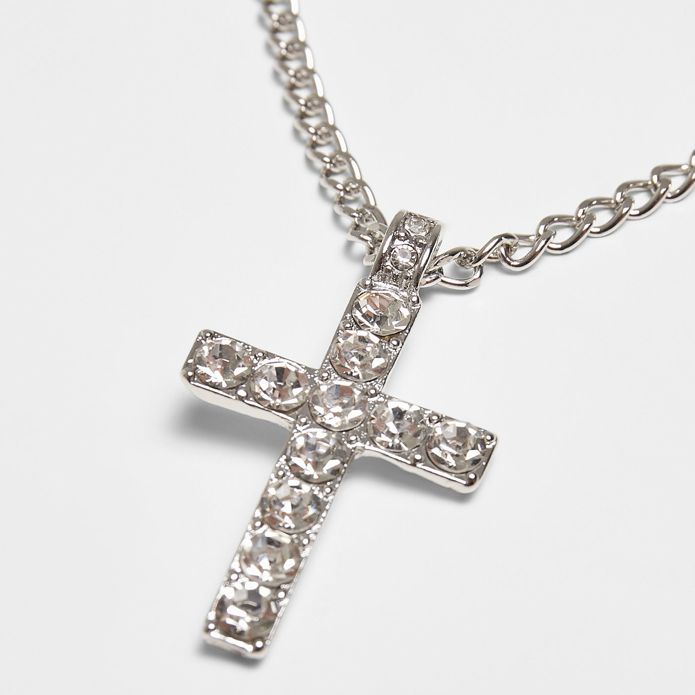 Urban Classics Diamond Cross Necklace silver - Shop-Tetuan