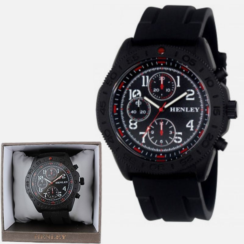 Henley Men's Large Sports Silicone Watch black - Shop-Tetuan