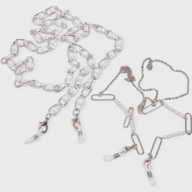 Urban Classics Multifunctional Chain With Pearls 2-Pack silver - Shop-Tetuan