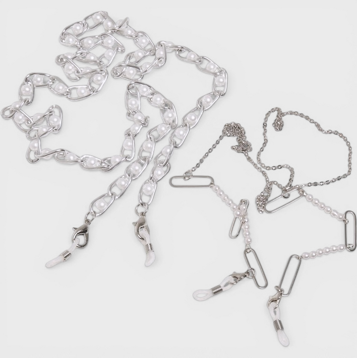 Urban Classics Multifunctional Chain With Pearls 2-Pack silver - Shop-Tetuan