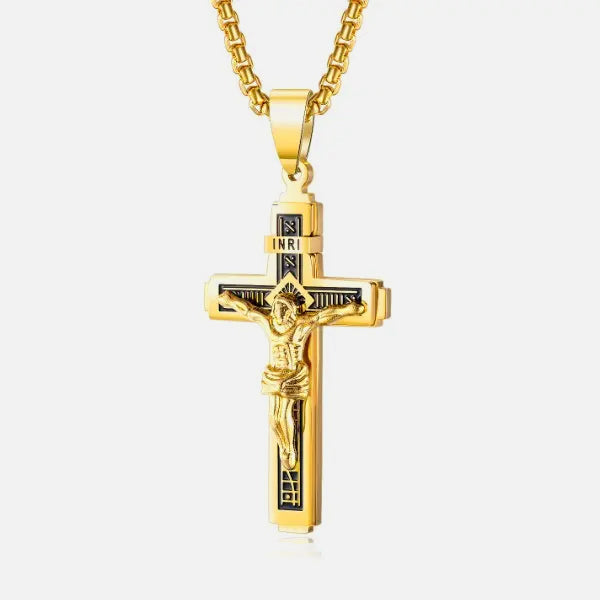 INRI Cross Chain Pendant Necklace gold - Shop-Tetuan