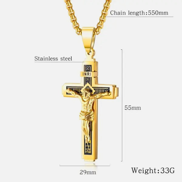 INRI Cross Chain Pendant Necklace gold - Shop-Tetuan