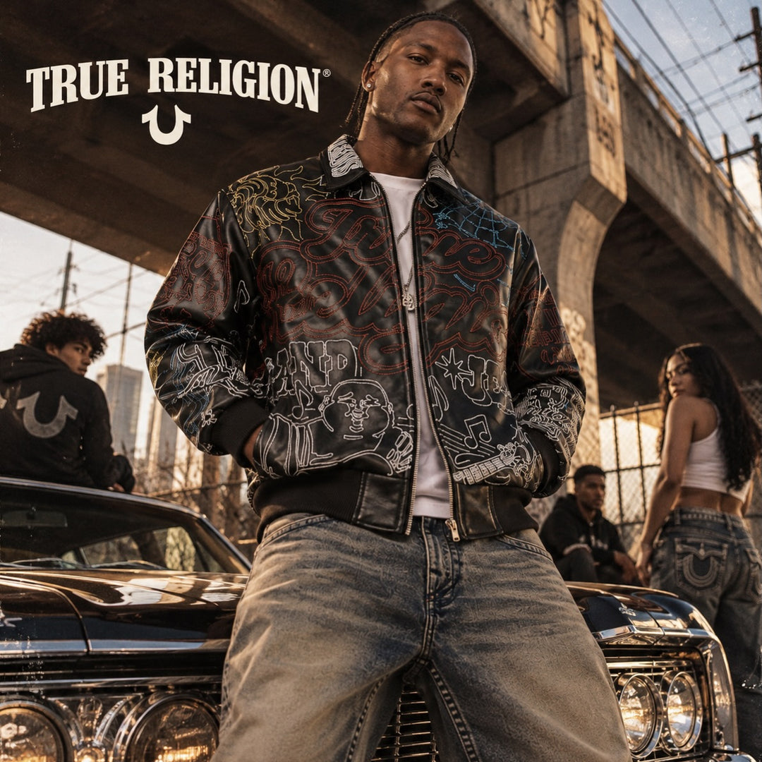 True Religion Trophy Retro Bomber Jacket jet black