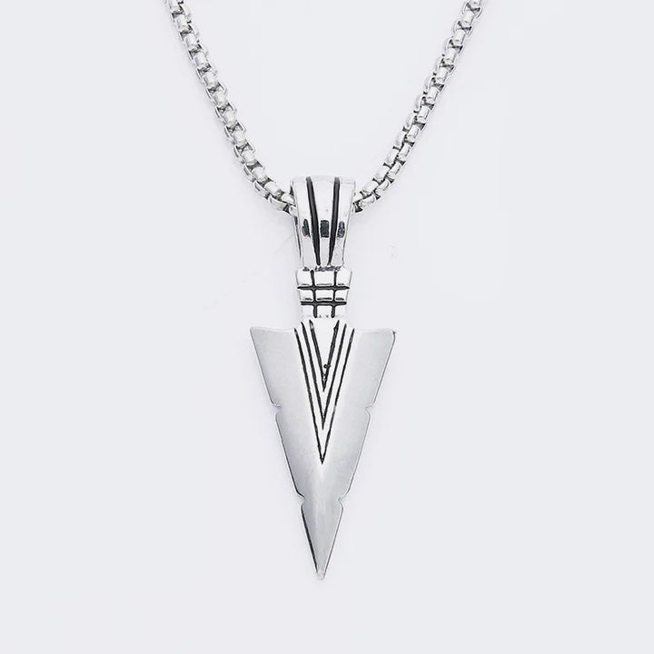 Triangle Shaped Steel Pendant Necklace silver - Shop-Tetuan
