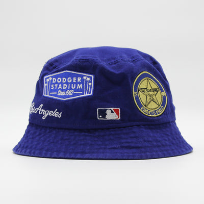New Era Cooperstown Multi Patch Blue Bucket Hat LA Dodgers blue - Shop-Tetuan
