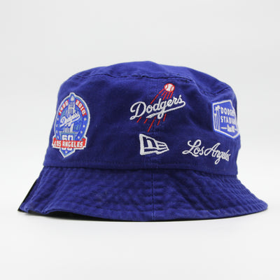 New Era Cooperstown Multi Patch Blue Bucket Hat LA Dodgers blue - Shop-Tetuan