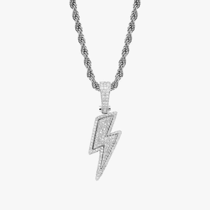 Lightning pendant necklace with rhinestones silver - Shop-Tetuan