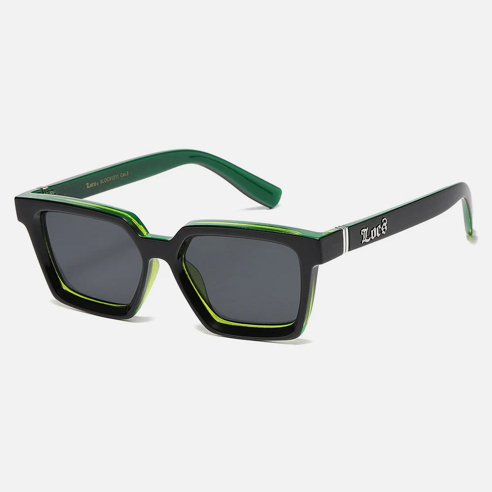 Locs Rectangle Sunglasses black/green - Shop-Tetuan