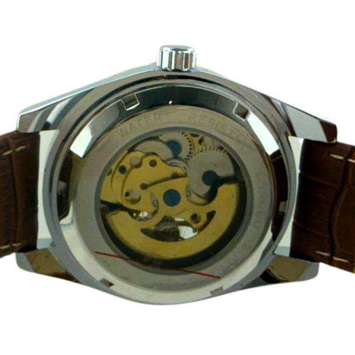 Longbo Men's Automatic Watch with Leather Strap brown/gold - Shop-Tetuan