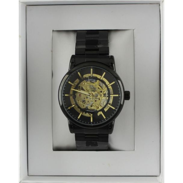 Longbo Automatic Watch with Metal Bracelet Metal Gun D1 black - Shop-Tetuan