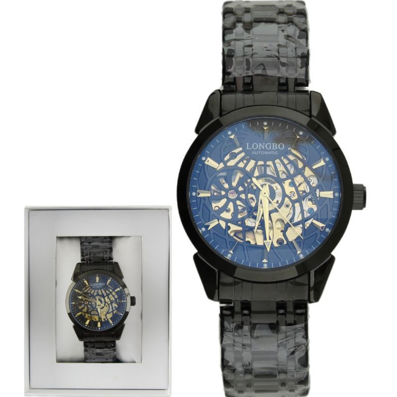 Longbo Automatic Watch with Metal Bracelet Metal Gun D3 black - Shop-Tetuan