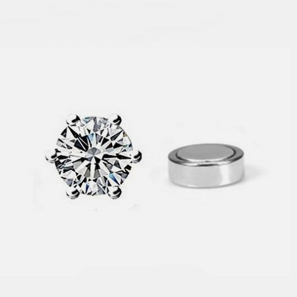 Magnetic Round Crown Diamond Earrings Steel 6mm