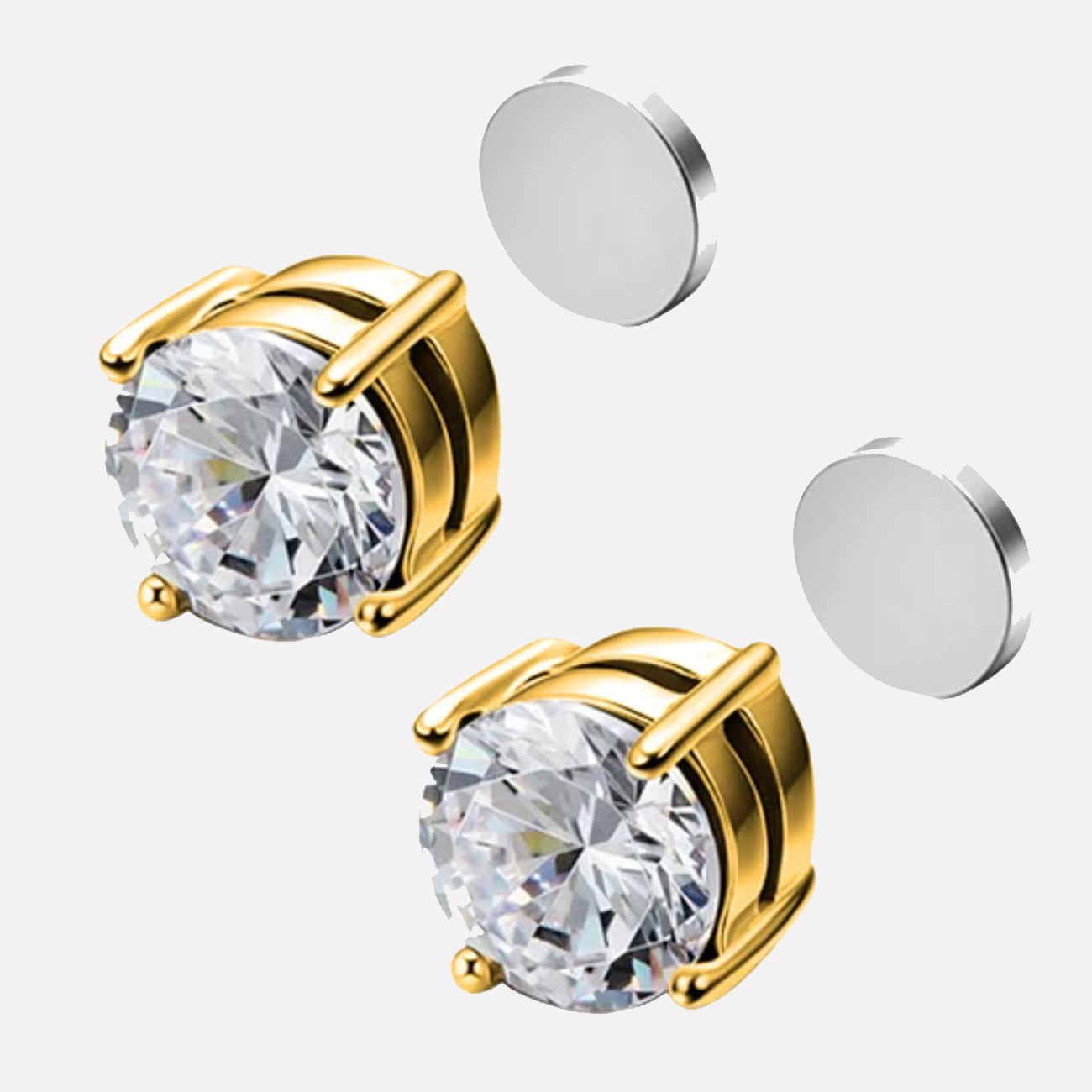 Magnetic Round Diamond Earrings Steel/Gold 6mm - Shop-Tetuan