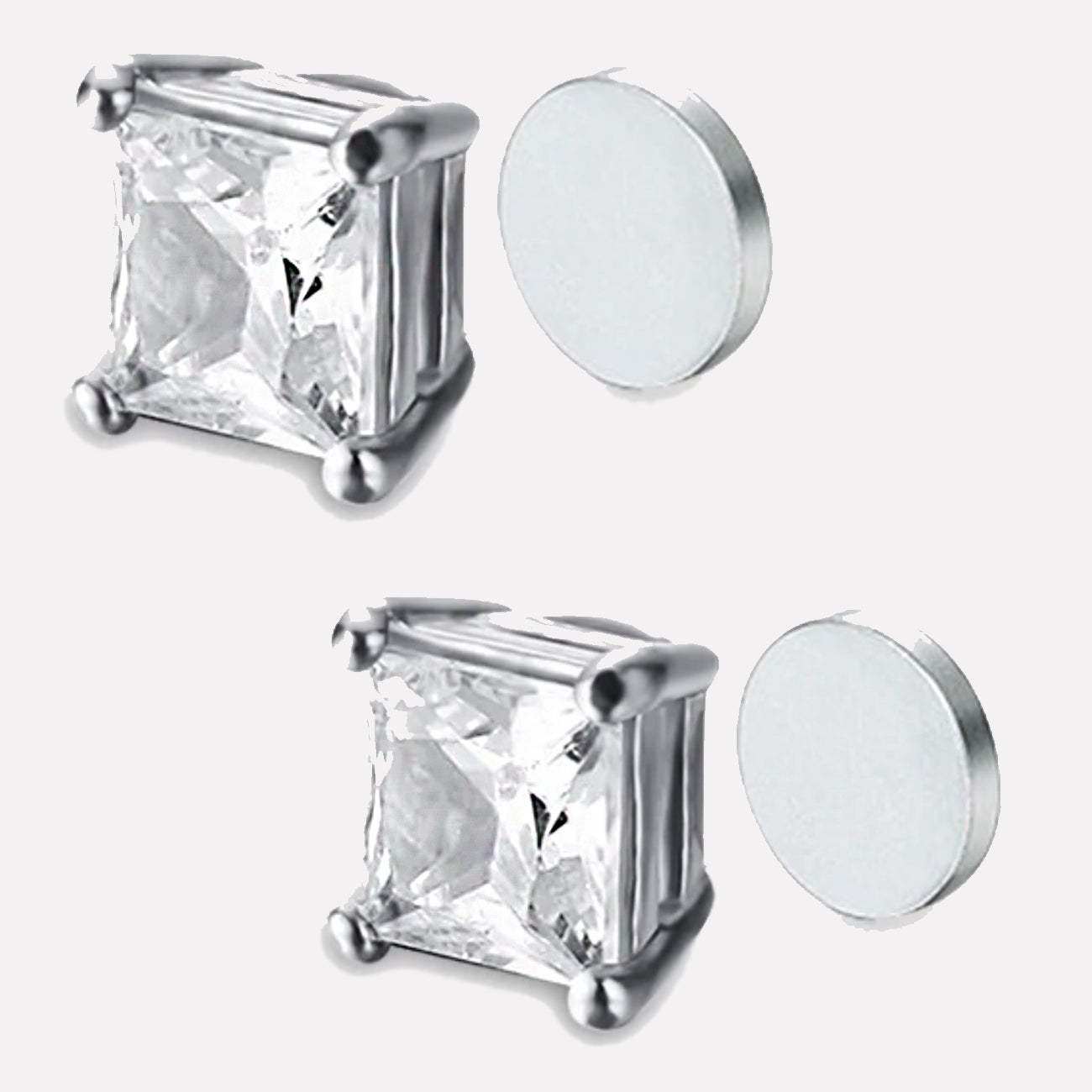 Magnetic Square Diamond Earrings Steel 6mm - Shop-Tetuan