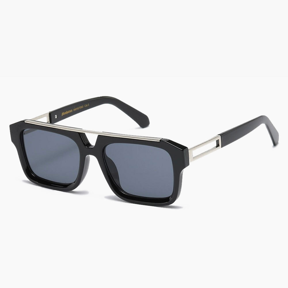 Manhattan Squared Flat Top Sunglasses black/silver - Shop-Tetuan