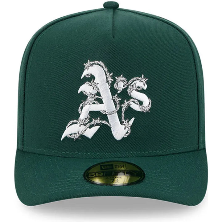 New Era Barbed Wire 59FIFTY A-Frame O Athletics green - Shop-Tetuan