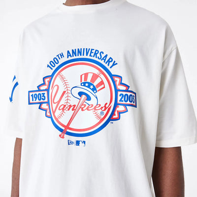 New Era MLB Anniversary White Oversized T-Shirt NY Yankees white - Shop-Tetuan
