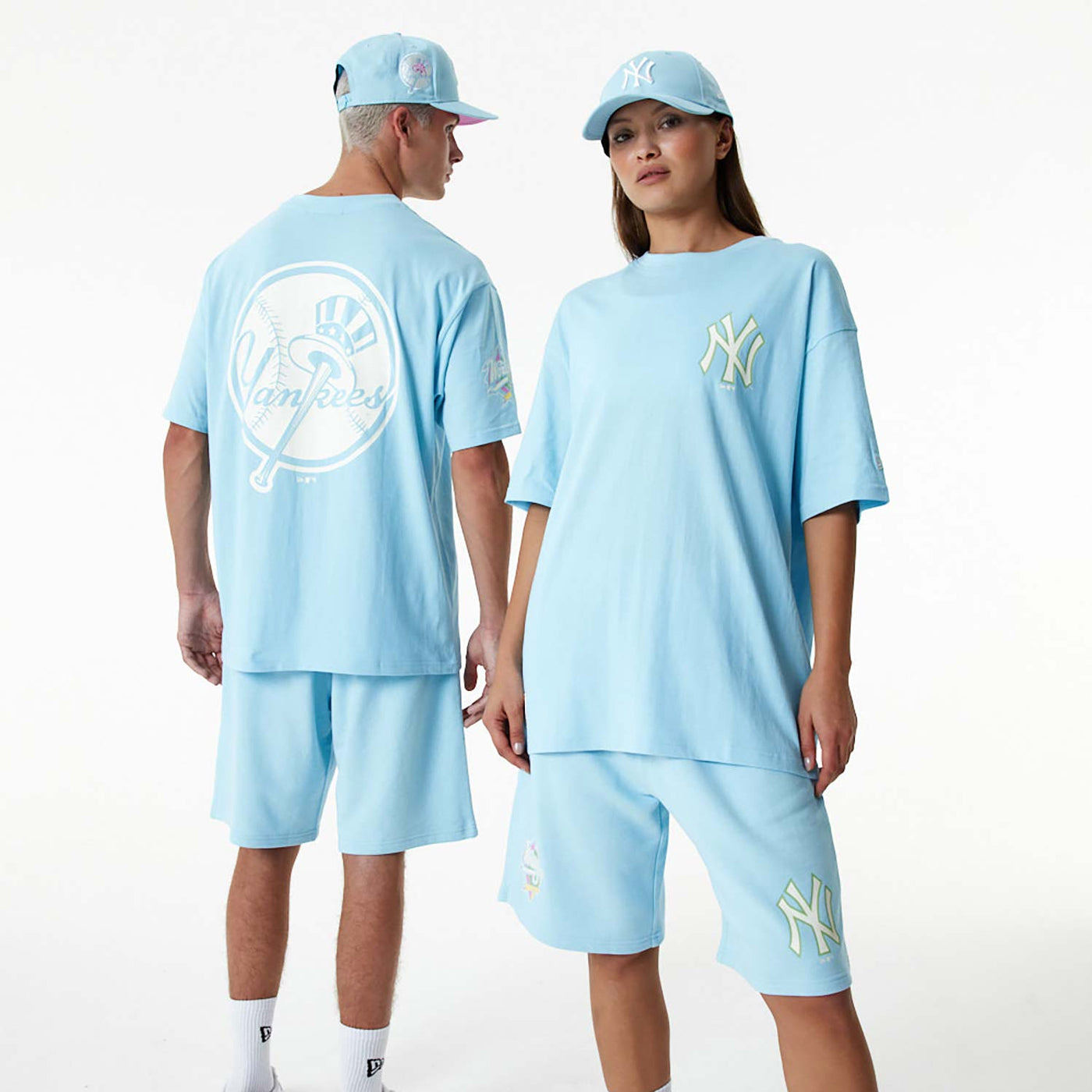 New Era NY Yankees MLB Pastel Blue Oversized T-Shirt - Shop-Tetuan