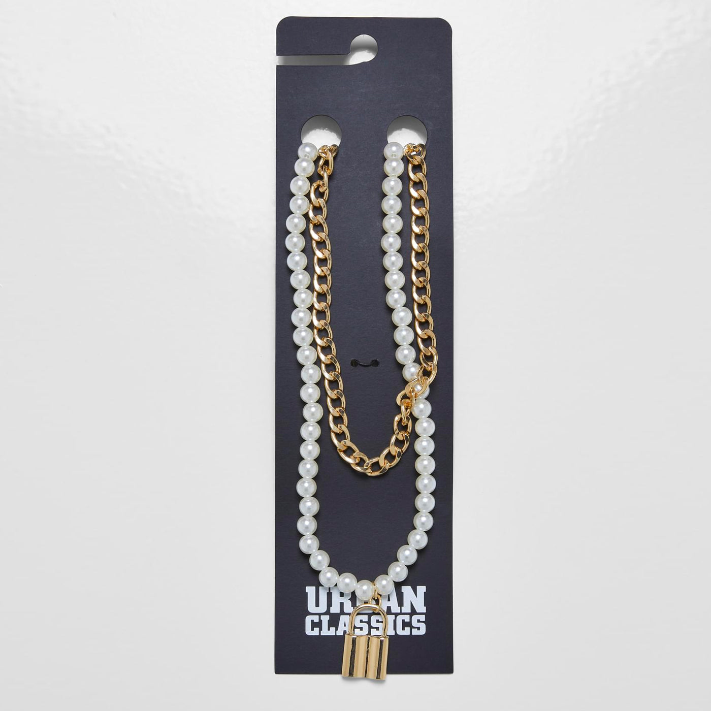 Urban Classics Padlock Pearl Layering necklace gold