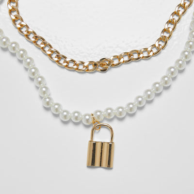 Urban Classics Padlock Pearl Layering necklace gold