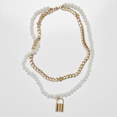 Urban Classics Padlock Pearl Layering necklace gold