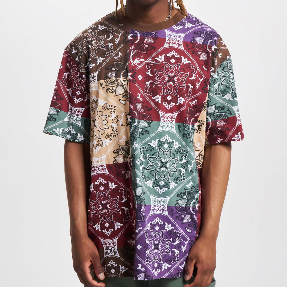 Karl Kani Small Signature Paisley Tee dark red/multicolor - Shop-Tetuan