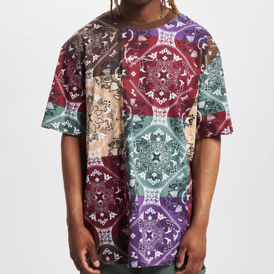 Karl Kani Small Signature Paisley Tee dark red/multicolor - Shop-Tetuan